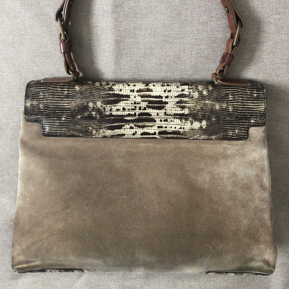 Lanvin Miss Sartorial suede and lizard bag - Picture 2 of 8